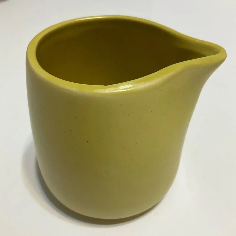 Crate & Barrel Creamer and Sugar Bowl. Signed B. Eigen. Pea green